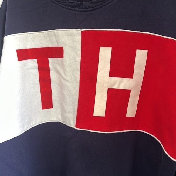 Tommy Hilfiger Plus XXL White Navy Red Long Sleeve Crew Neck Sweater Preppy - Picture 2 of 7